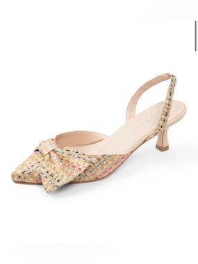 Patricia Green - London Bow Raffia Slingback Kitten Heel
